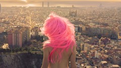 Landscapes woman pink hair nude backsides