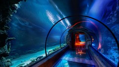 Las Vegas underwater passage hotels tunnels