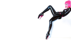 Latex catsuits pink hair