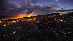 lava landscape nature volcano clouds