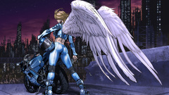 Leather blondes angels wings