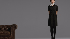 Leather brunettes woman dress