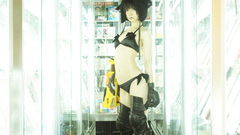 Leather woman bra asians