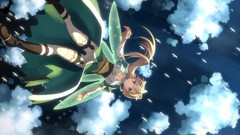 Leaves Anime blondes long hair anime girls green eyes yuuki 