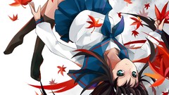 Leaves Anime socks maple-leaf schoolgirls skirts long hair 