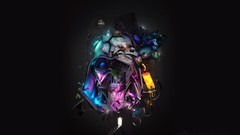 Leaves Birds abstract fish black background star wars Darth 