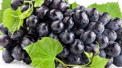 Leaves black food grapes water drops Black grapes