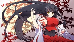 Leaves branches dress navel Ribbons red dress long hair yellow 