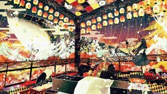 Leaves Butterflies Anime staff multicolor anime girls chinese 