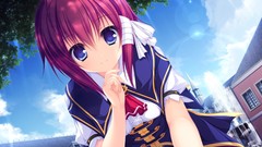 Leaves clouds red Shade blush blue eyes seifuku mikagami mamizu 