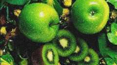 Leaves Green apples kiwi green apples