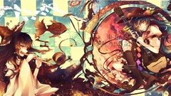 Leaves Music fish peach hats bows instruments blue hair long 