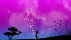 Leaves nature purple woman abstract digital art fantasy art 