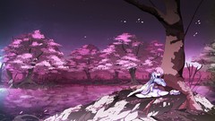 Leaves nature Trees night water Stars dress hats lakes pink 