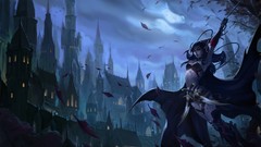 Leaves night woman elves cityscapes Daggers artwork video games 