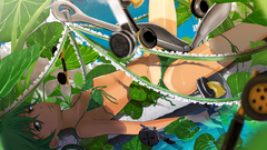 Leaves shower pixiv green