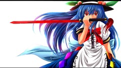 Leaves weapons dress white background hats peaches red eyes 