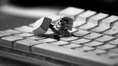 Lego keyboards monochrome humor Imperial Stormtrooper star wars