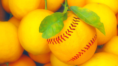 Lemon baseball yellow abstract