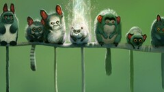 lemurs artwork Simple Background green background