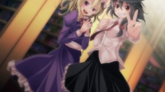 Library blondes anime girls brunettes school uniforms touhou 