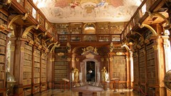 Library globes statues frescoes