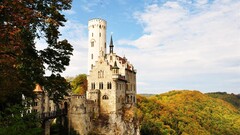 Lichtenstein Castle (Württemberg) fall hills forest castle tower