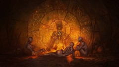 Light Symbols circles rocks nude artwork fantasy art glowing 
