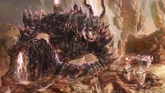 Lightning lighting giant paintings rocks drawings battles Golem 