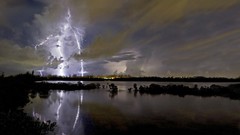 Lightning storm Bahamas lakes reflections