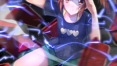 Lights Anime Shorts action t-shirts caps anime girls brown eyes 