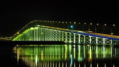 Lights China Bridges reflections bing rivers street lights Macau