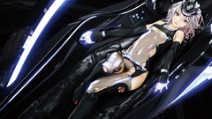 Lights navel gloves stockings pink hair anime girls speakers 