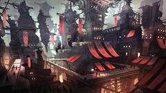 Lights railing cities science fiction cityscapes concept art 