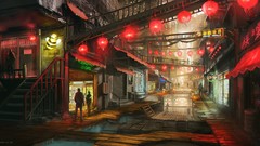 Lights signs railing bumblebee Stores lanterns cities market 