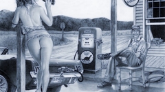 Lingerie ass pinups monochrome