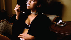 Lingerie woman smoking bra