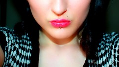 Lips blue hair blue eyes pierced lips