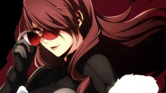 Lips red eyes gloves sunglasses long hair anime girls redheads 