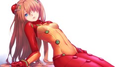 Liquid Anime white background navel sitting long hair blue eyes 