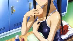 Locker room anime girls brunettes embarrassment uniforms 