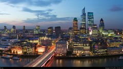 London Skyscrapers night sky River Thames skylines