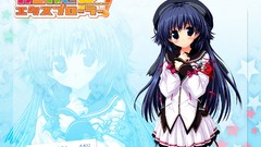 Long hair anime girls blue eyes brunettes school uniforms 