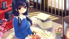 Long hair anime girls brown eyes black hair Sakura Koharu