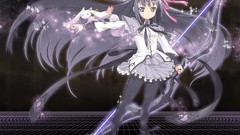 Long hair anime girls mahou shoujo madoka magica black hair 