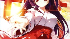 Long hair anime girls mikeou miko scans torii