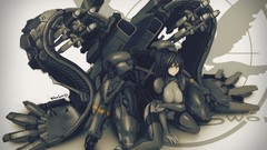 Long hair anime girls ponytails black hair black eyes metal 