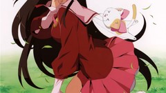 Long hair anime girls school uniforms black hair The World God 