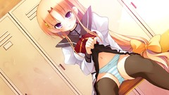 Long hair anime girls school uniforms game cg purple eyes 