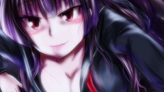 Long hair anime girls school uniforms purple hair purple eyes 